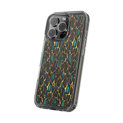 Teal Gold Leopard Clear Phone Case