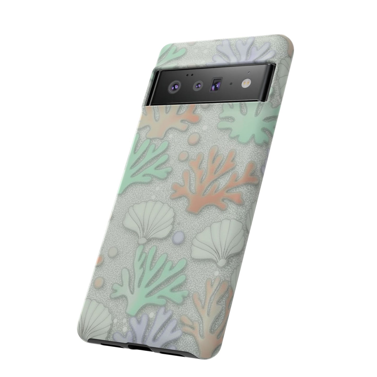 Pastel Coral Reef Tough Phone Case – Sea Shell & Coral Pattern Durable Protector