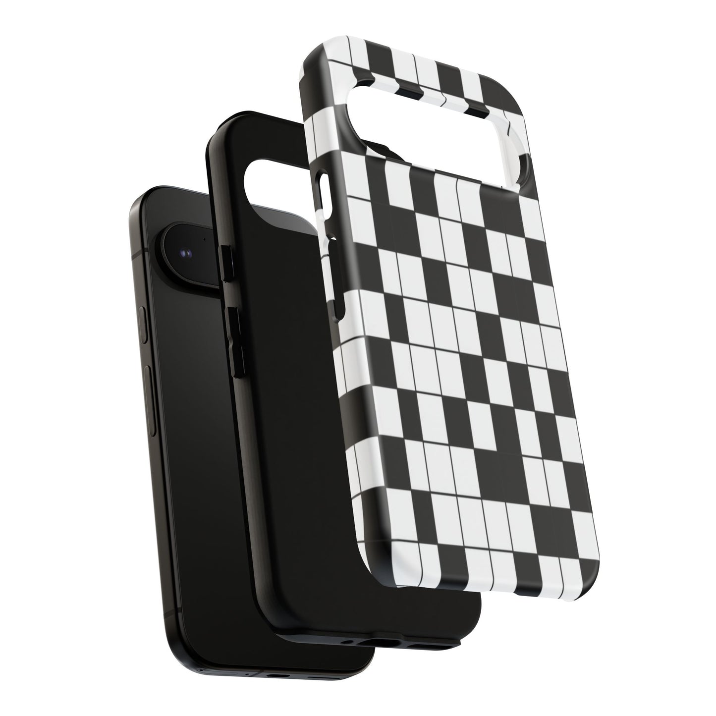 Crossword Grid Phone Case — Black & White Puzzle Pattern Tough Phone Cover