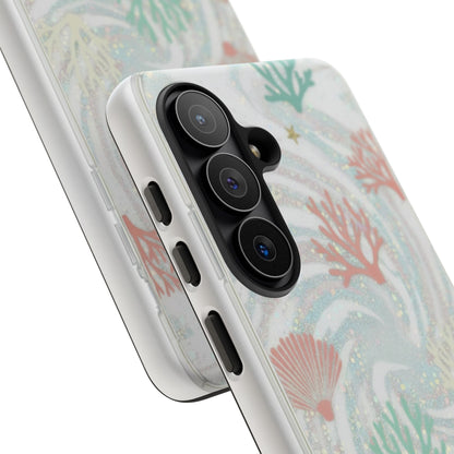 Seafoam Coral Tough Phone Case - Pastel Ocean Wave Design