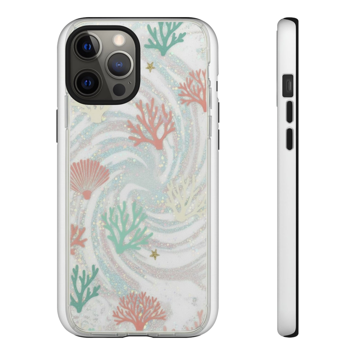 Seafoam Coral Tough Phone Case - Pastel Ocean Wave Design