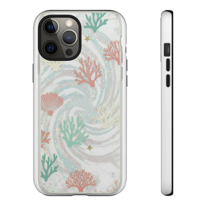 Seafoam Coral Tough Phone Case - Pastel Ocean Wave Design