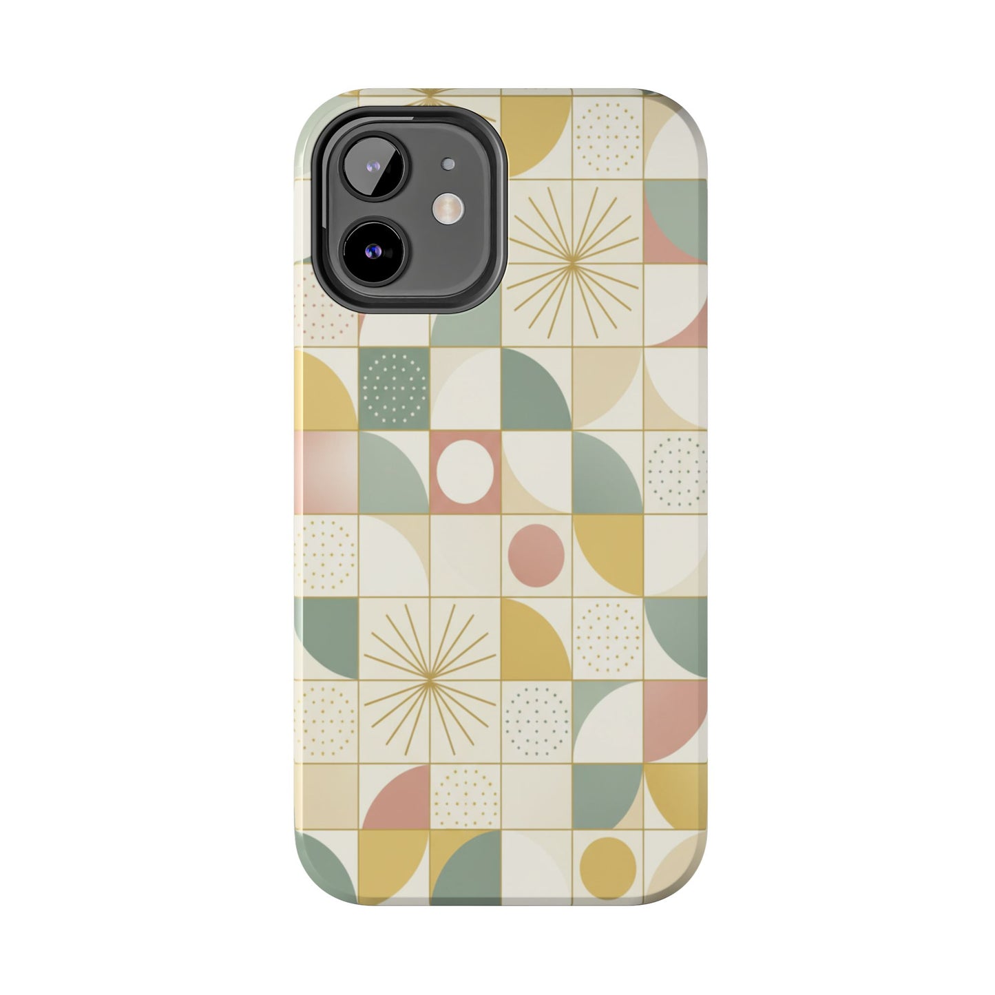 Retro Geometric Tough Phone Case — Pastel Midcentury Pattern