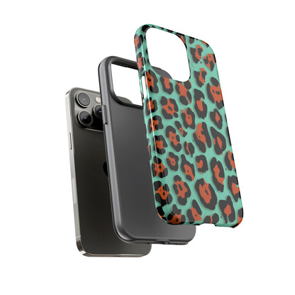 Teal & Rust Leopard Phone Case — Tough Protective Animal Print