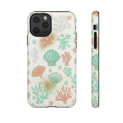 Seashell Coral Phone Case — Pastel Beach Shells Protective Tough Case