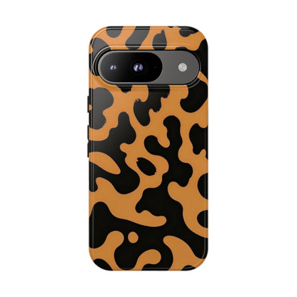 Leopard Print Phone Case — Orange & Black Tough Pattern Protective Cover