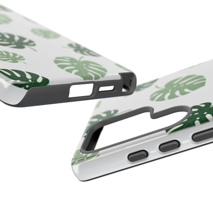 Monstera Leaf Tough Phone Case – Tropical Green Palm Pattern Protective Cover