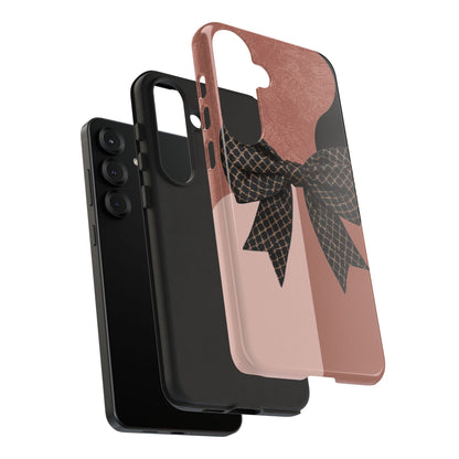 Bow Stripe Tough Phone Case – Pink Mauve Protective Cover