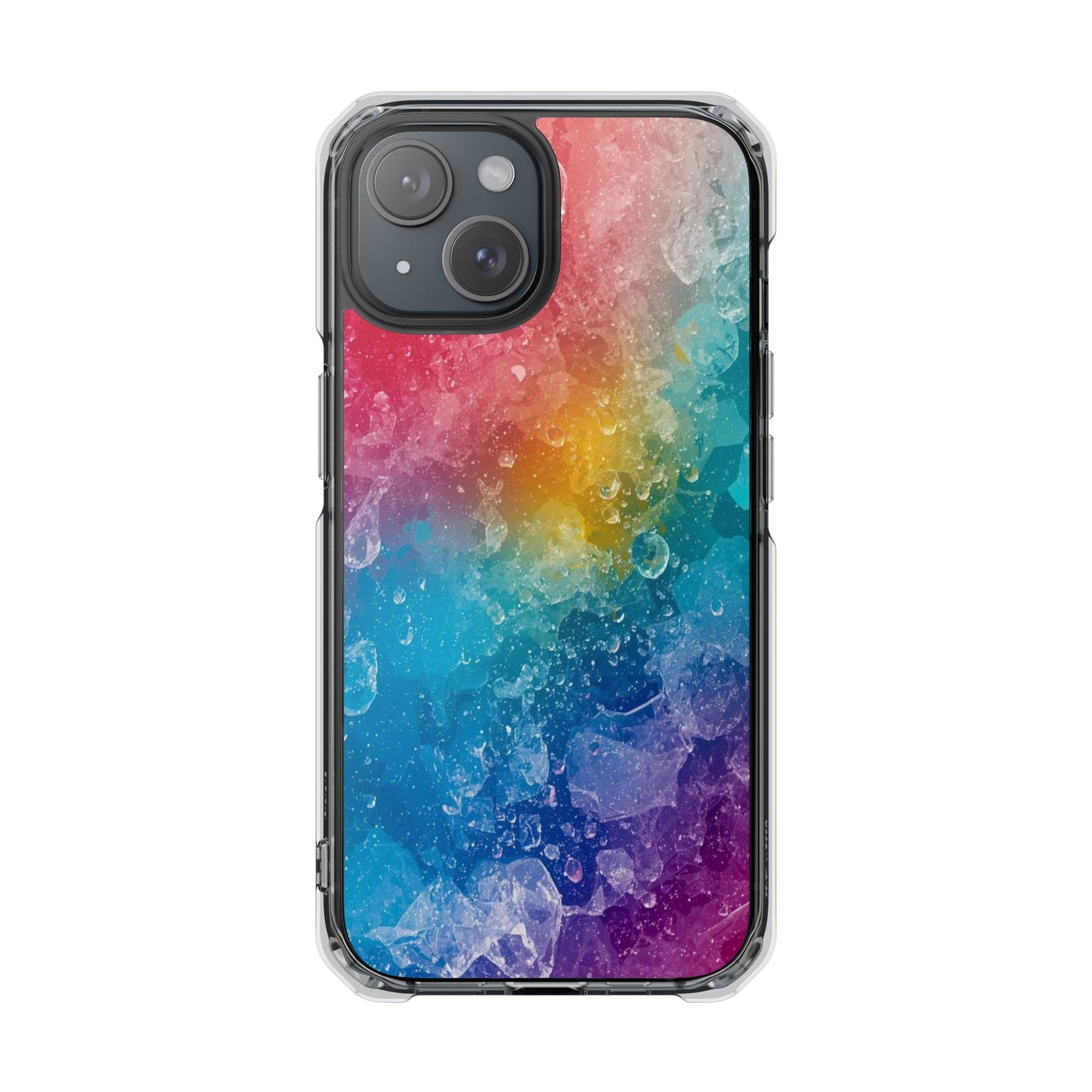 Clear Magnetic Phone Case — Rainbow Crystal Watercolor Impact Protective Cover