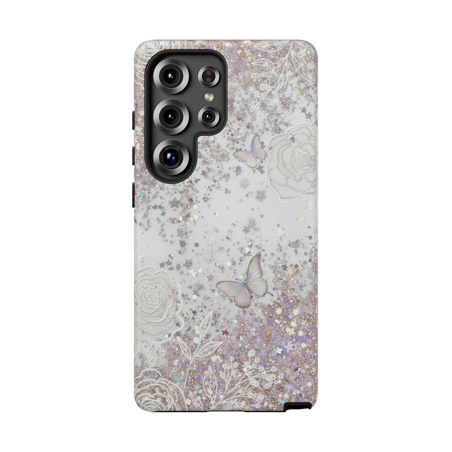Butterfly Glitter Tough Phone Case — Floral Sparkle Protective Case