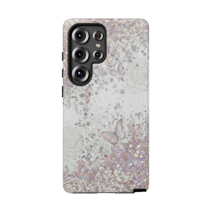 Butterfly Glitter Tough Phone Case — Floral Sparkle Protective Case