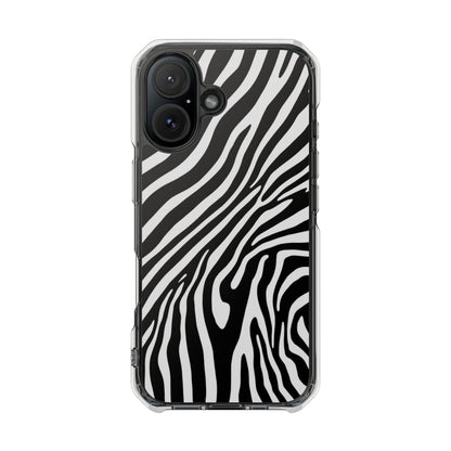 Zebra Print Clear Magnetic Phone Case — Impact-Resistant iPhone Cover