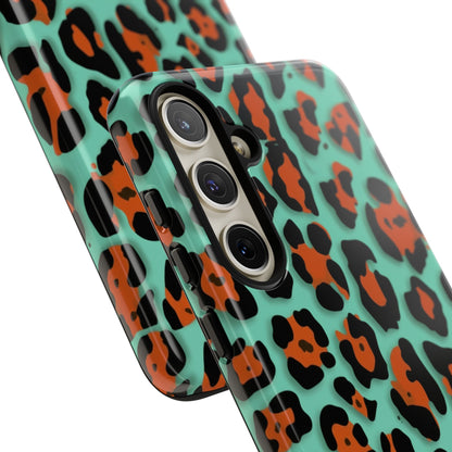 Teal & Rust Leopard Phone Case — Tough Protective Animal Print