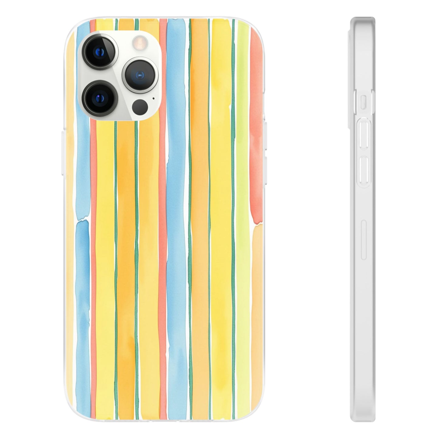 Watercolor Stripe Phone Case — Bright Pastel Vertical Stripes Protective Flexi Case