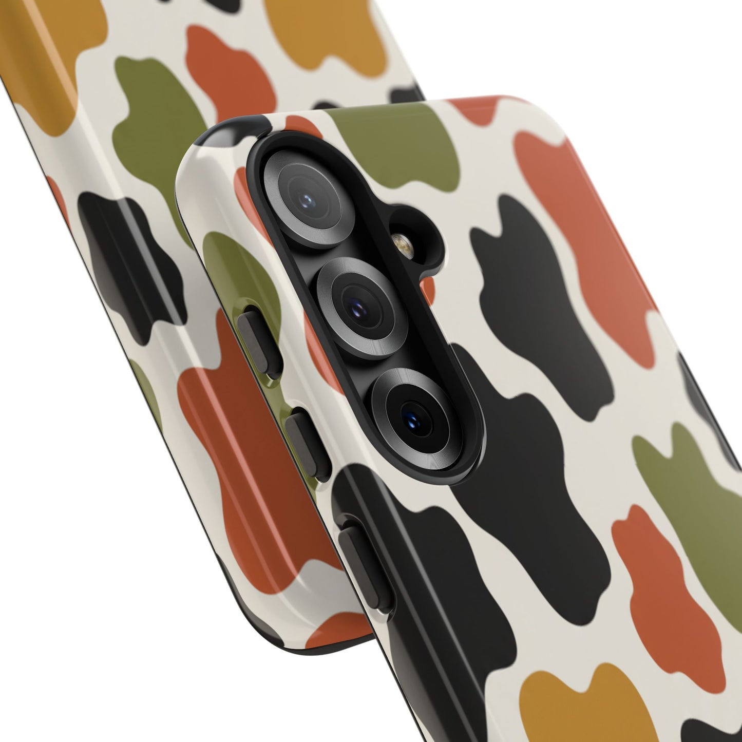 Camouflage Pattern Tough Phone Case – Retro Olive, Rust & Mustard Protective Cover