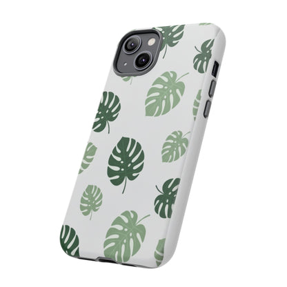Monstera Leaf Tough Phone Case – Tropical Green Palm Pattern Protective Cover