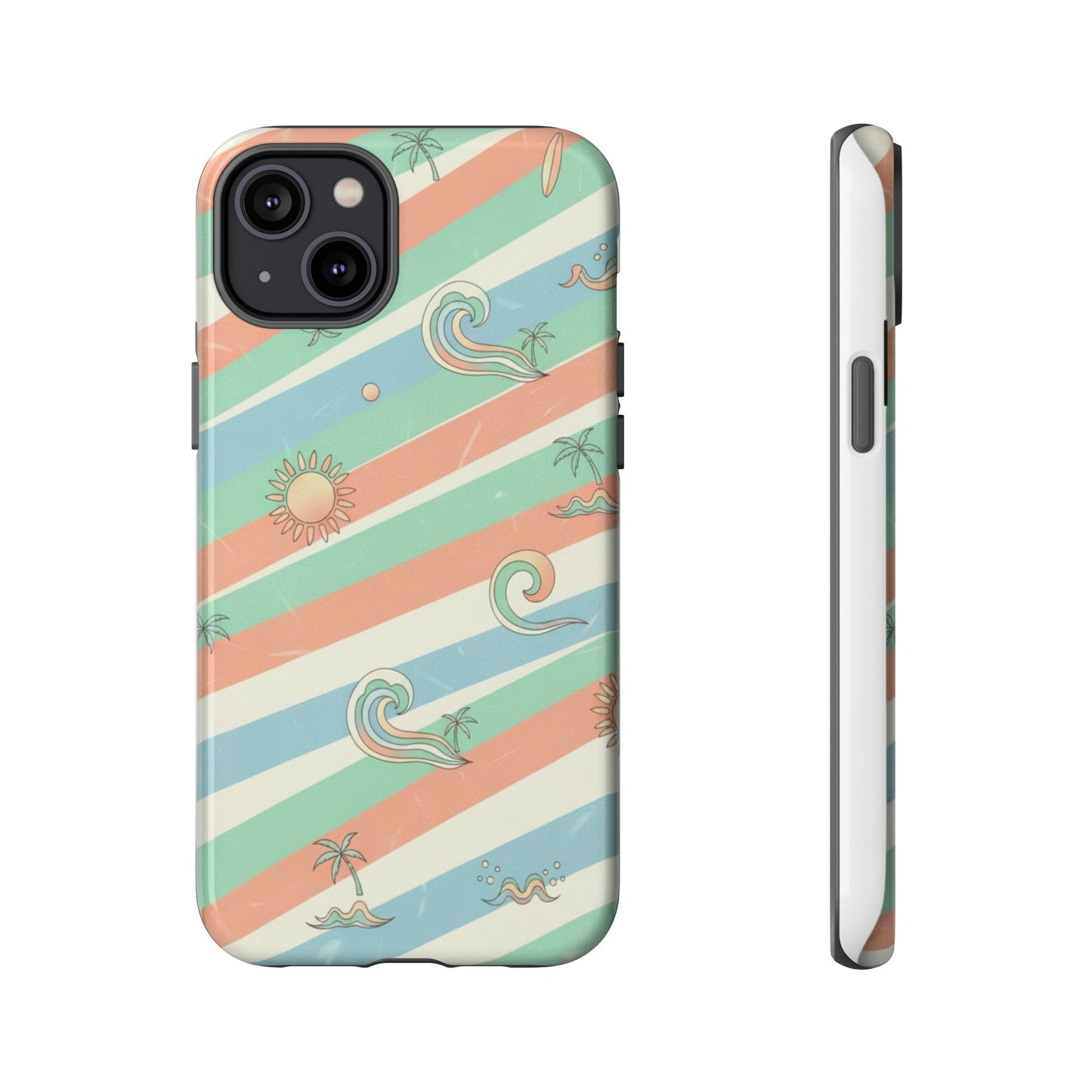 Surf Stripe Tough Phone Case — Retro Beach Waves Pattern