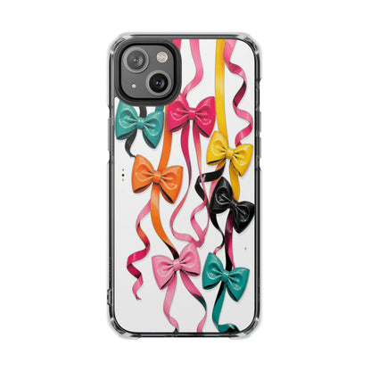 Clear Magnetic Phone Case — Colorful Ribbon Bows Design