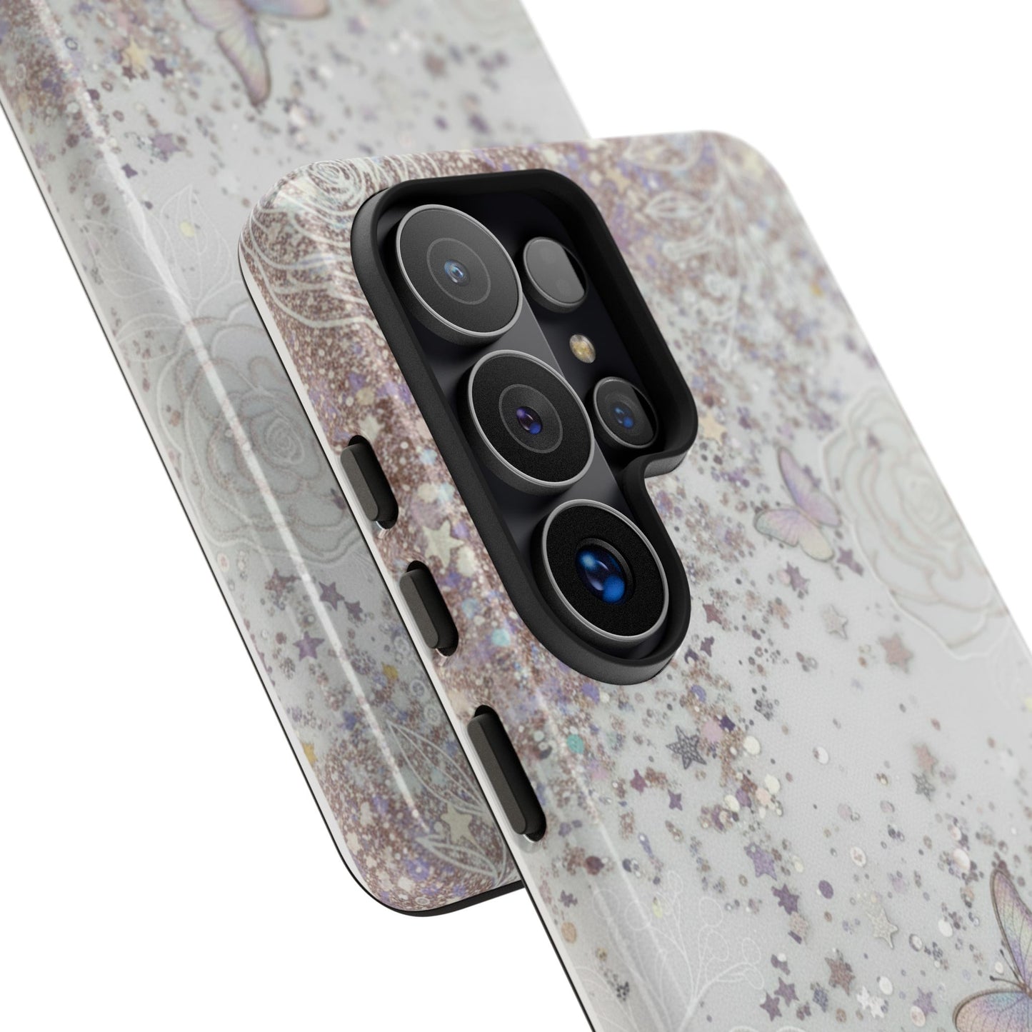 Butterfly Glitter Tough Phone Case — Floral Sparkle Protective Case