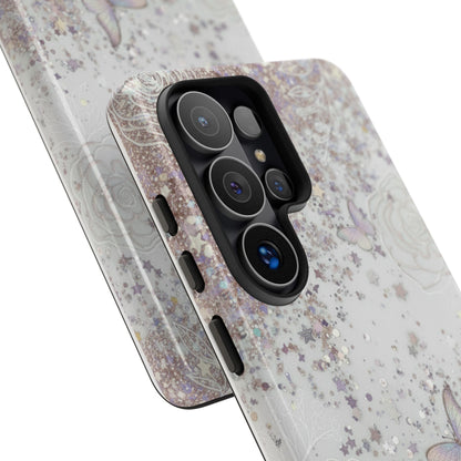 Butterfly Glitter Tough Phone Case — Floral Sparkle Protective Case