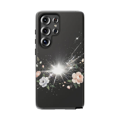 Floral Burst Phone Case — Protective Black Sparkle Design