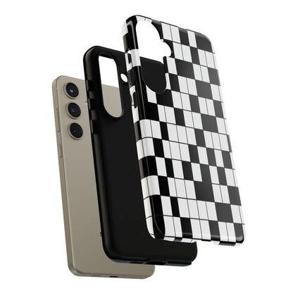 Crossword Grid Phone Case — Black & White Puzzle Pattern Tough Phone Cover