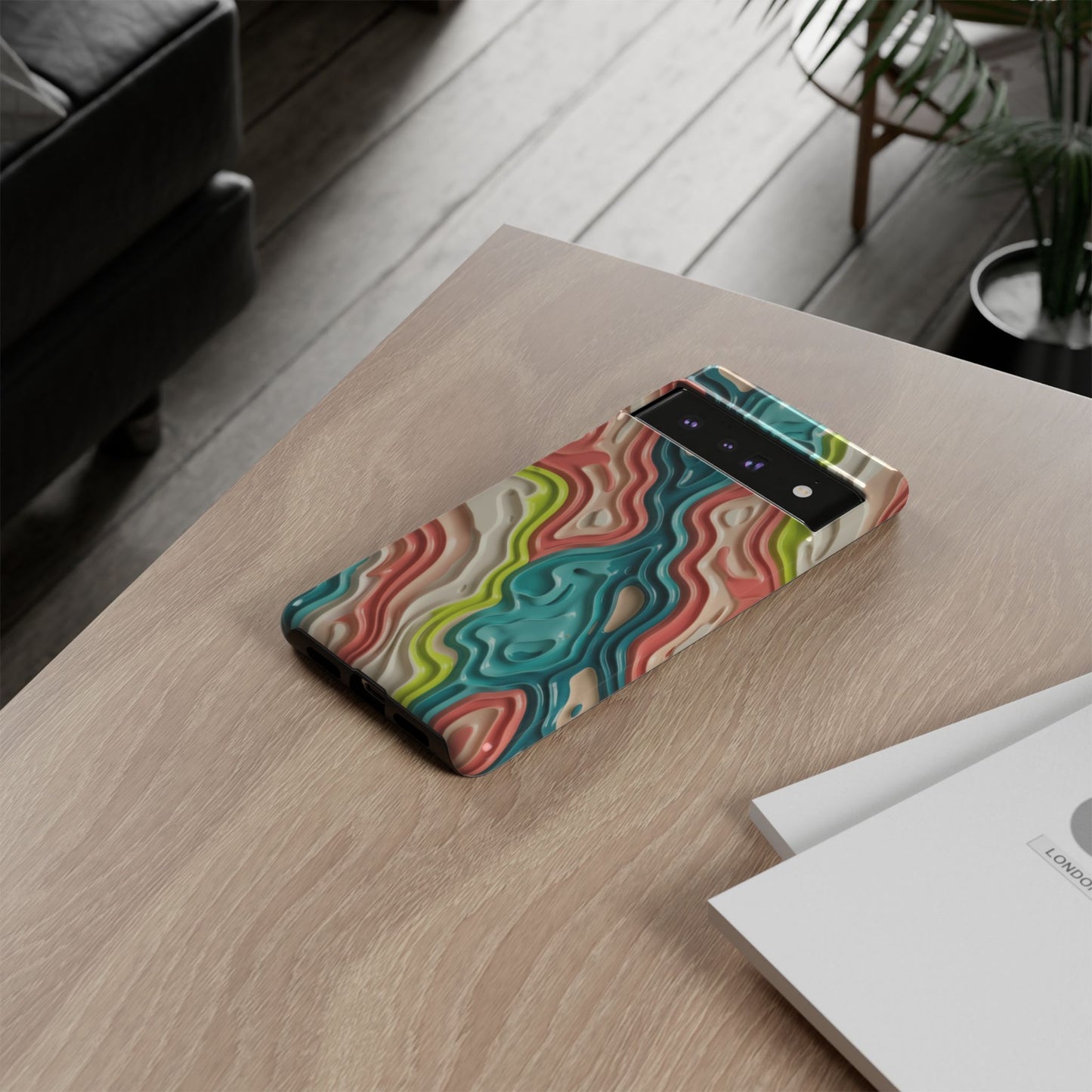 Abstract Contour Phone Case — Colorful Topographic Pattern Tough Case
