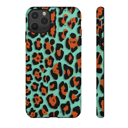 Teal & Rust Leopard Phone Case — Tough Protective Animal Print