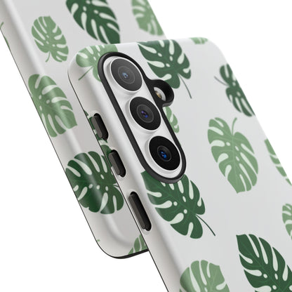Monstera Leaf Phone Case — Tropical Green Pattern Tough Case