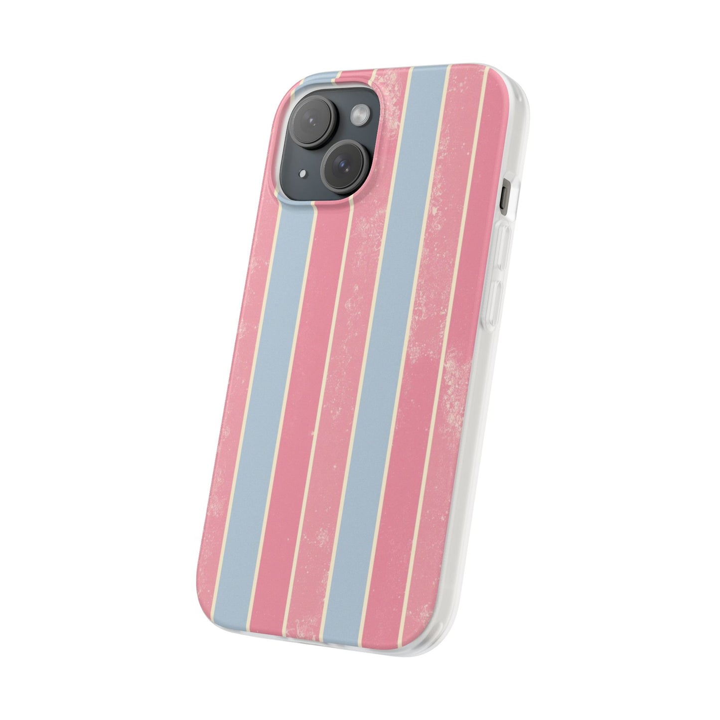Striped Pink & Blue Phone Case — Retro Pastel Flexi Case