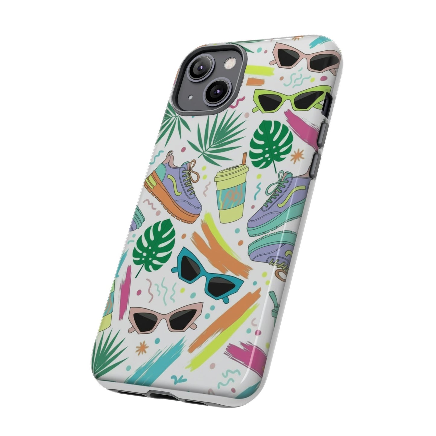 Tough Cases — Colorful Retro Sneakers & Sunglasses Phone Case