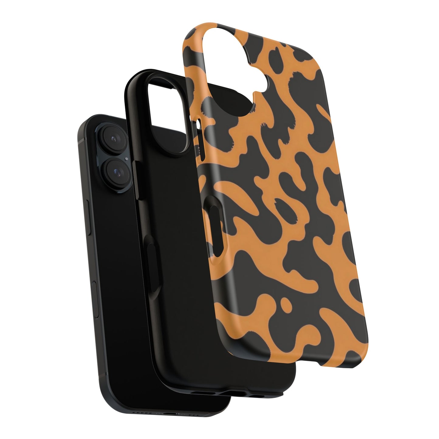 Leopard Print Phone Case — Orange & Black Tough Pattern Protective Cover