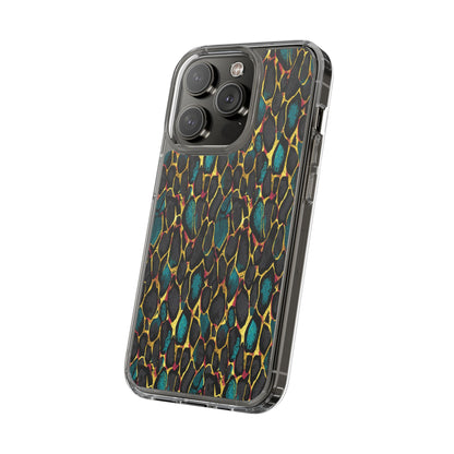 Teal Gold Leopard Clear Phone Case