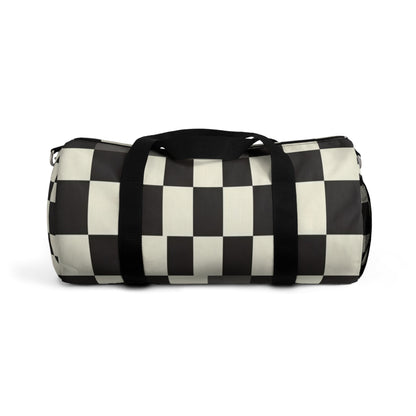 Black & White Checkerboard Duffel Bag — Retro Skate Travel Bag