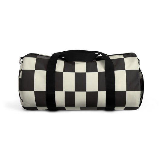 Black & White Checkerboard Duffel Bag — Retro Skate Travel Bag