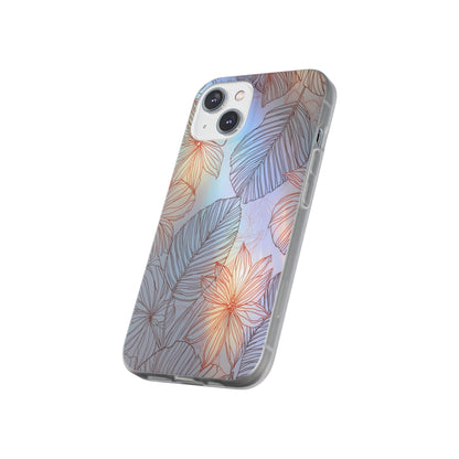 Floral Holographic Phone Case — Iridescent Leaves & Flowers Flexi Case