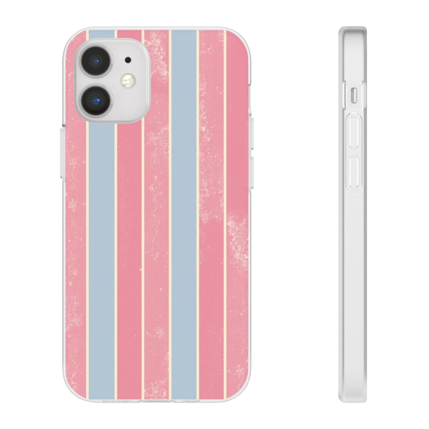 Striped Pink & Blue Phone Case — Retro Pastel Flexi Case