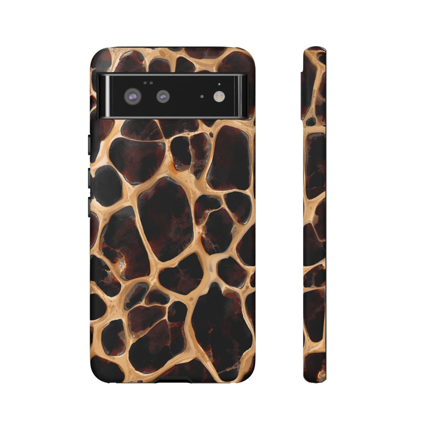Phone Case — Brown Leather Dot Texture Rugged Protective Cover
