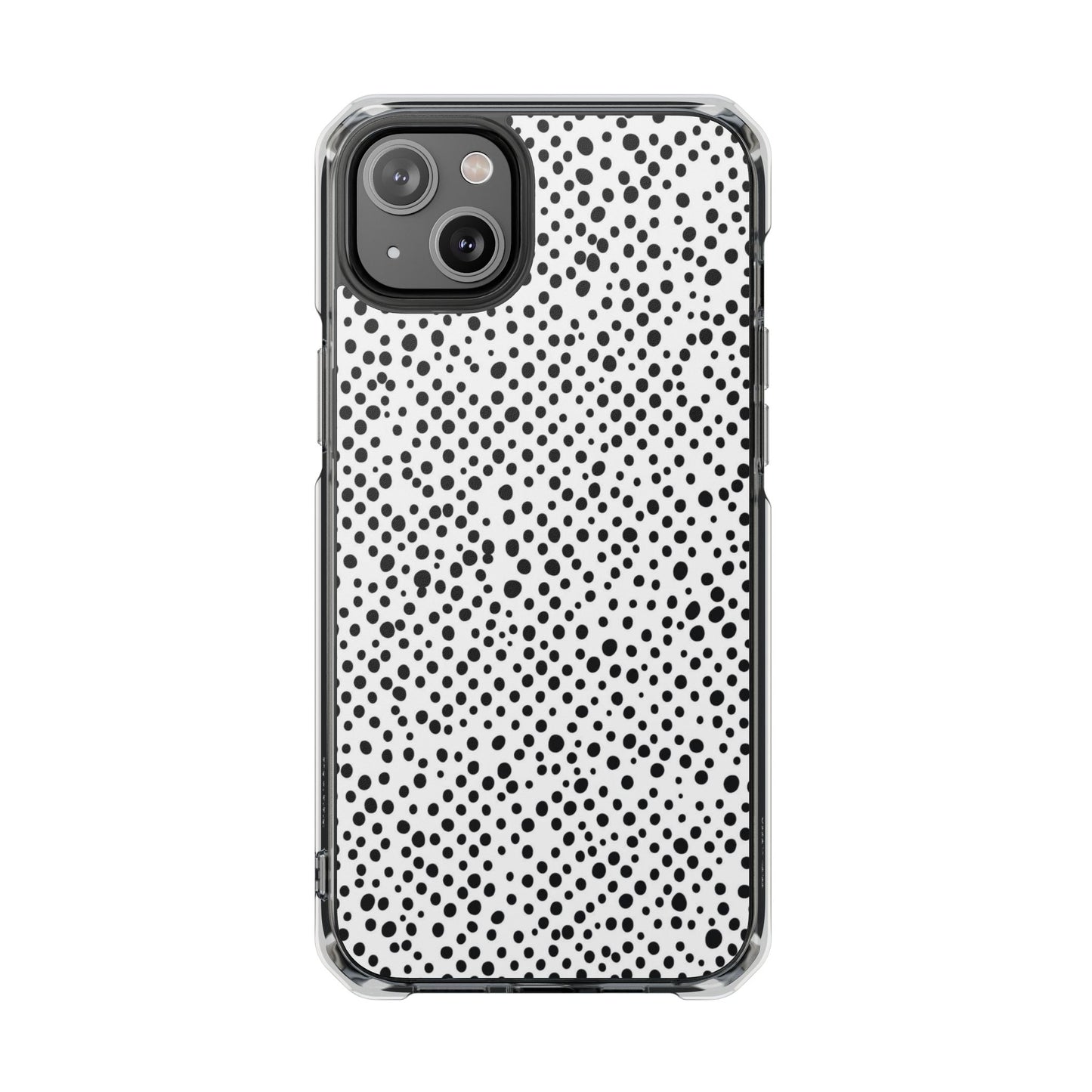 Clear Magnetic Phone Case — Black & White Speckled Pattern