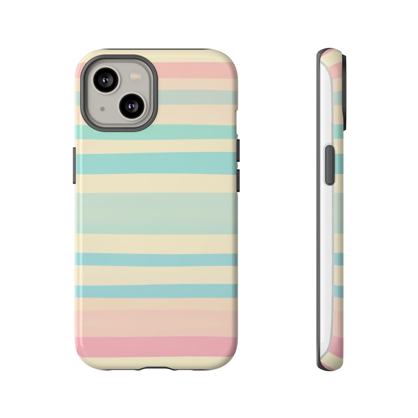 Pastel Striped Tough Phone Case – Protective Retro Rainbow Design