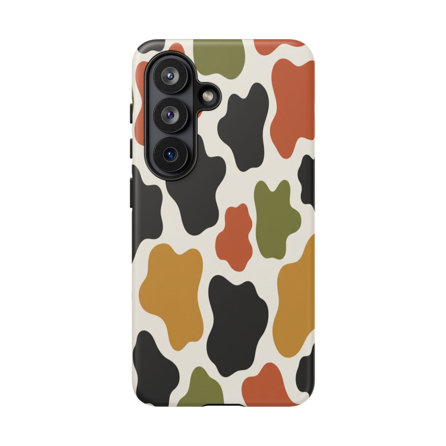 Camouflage Pattern Tough Phone Case – Retro Olive, Rust & Mustard Protective Cover