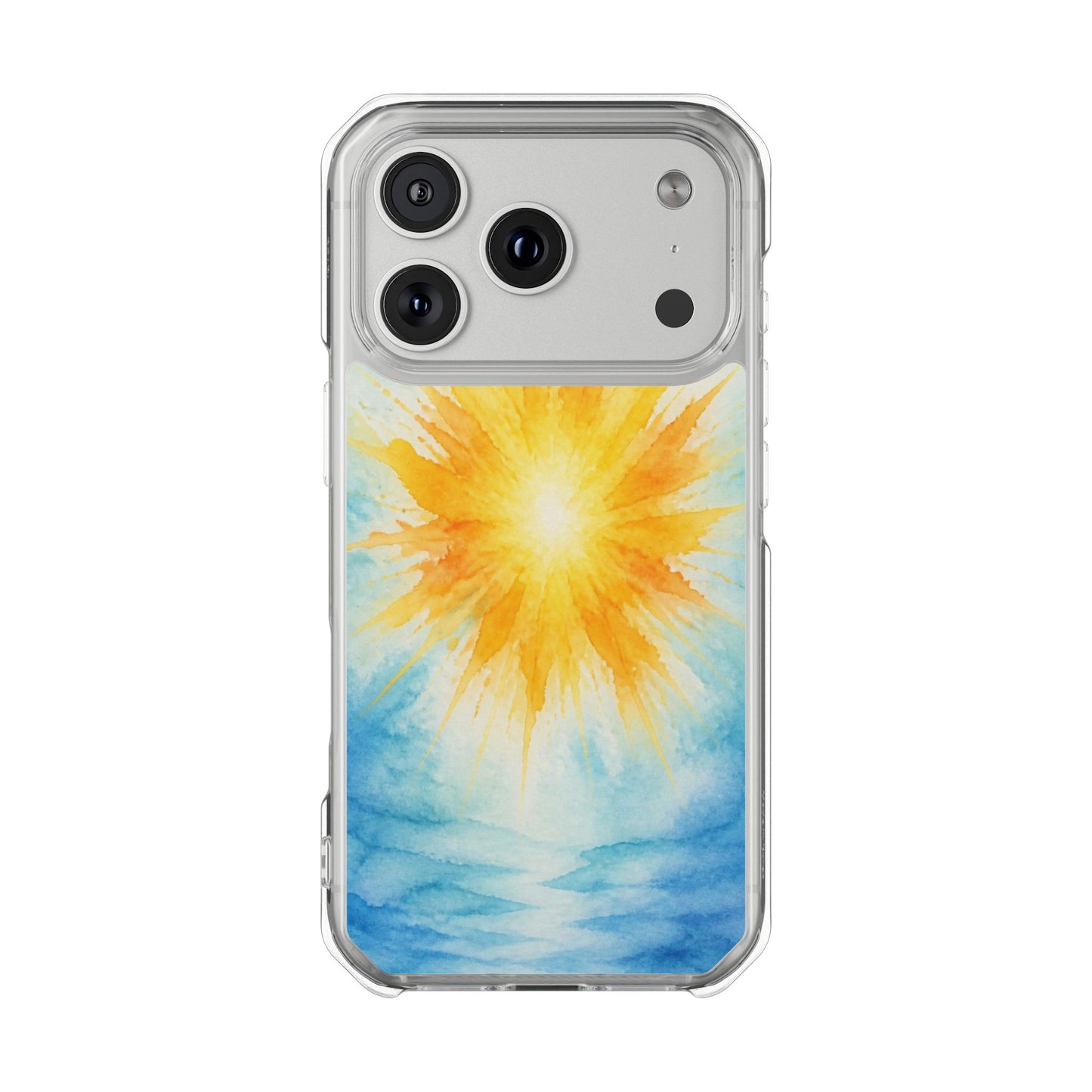 Clear Magnetic Phone Case — Sunshine Watercolor Design