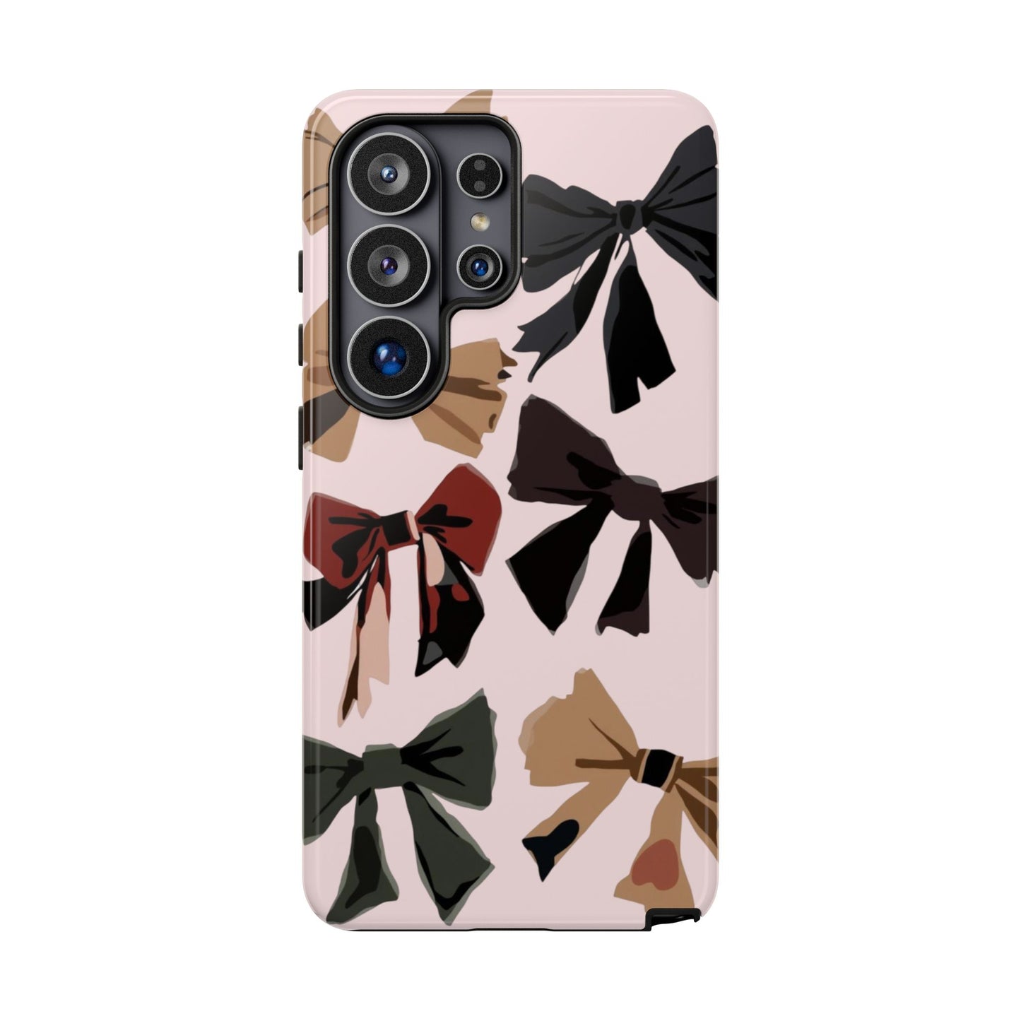 Bow Pattern Phone Case - Pink, Brown & Black Bows Protective Cover