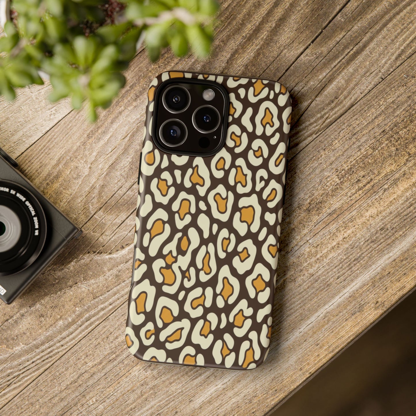Leopard Print Tough Phone Case — Durable Protective iPhone Cover