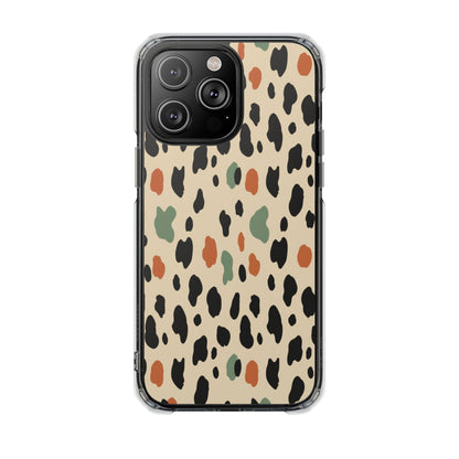 Clear Magnetic Impact Phone Case — Neutral Multicolor Leopard Print