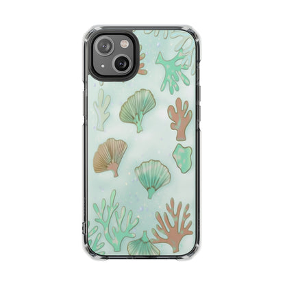 Clear Magnetic Phone Case — Seashell & Coral Beach Design