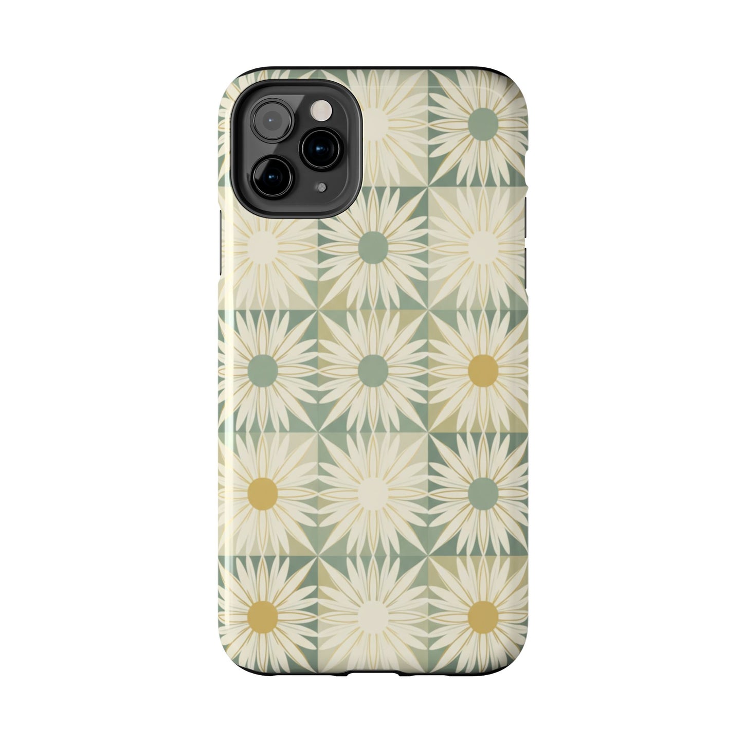 Retro Daisy Tough Phone Case — Vintage Floral Protective Cover for iPhone