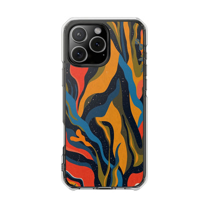 Clear Magnetic Phone Case — Retro Swirl Abstract Design
