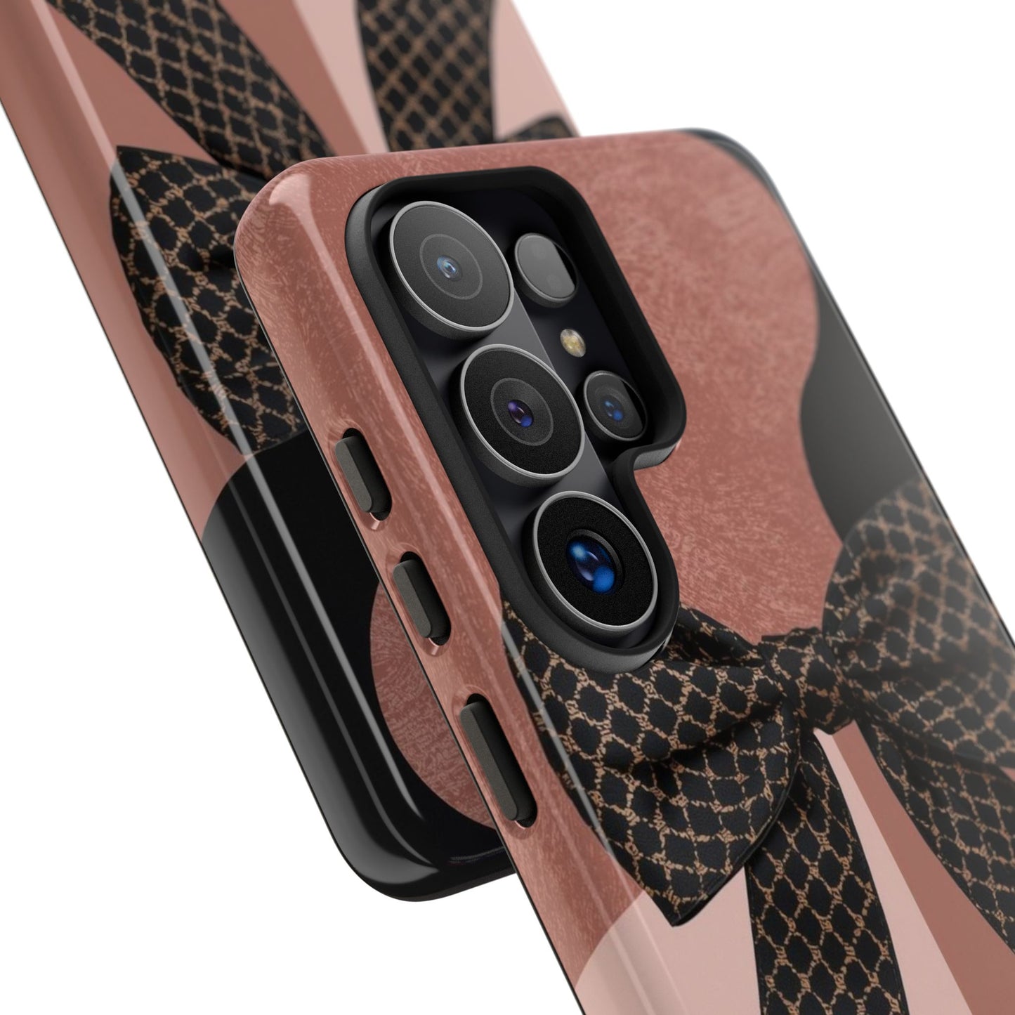 Bow Stripe Tough Phone Case – Pink Mauve Protective Cover