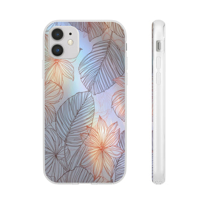 Floral Holographic Phone Case — Iridescent Leaves & Flowers Flexi Case